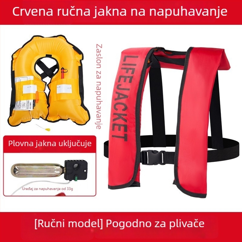 Automatski napuhujući prsluk za odrasle, za vanjsku upotrebu, morski ribolov, ručno napuhivanje
