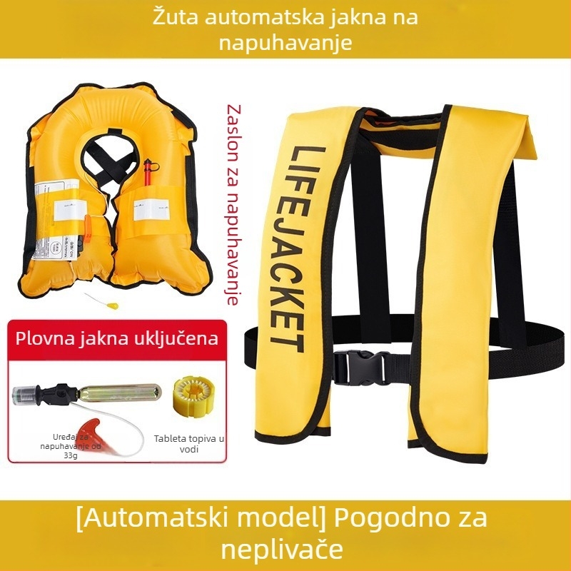 Automatski napuhujući prsluk za odrasle, za vanjsku upotrebu, morski ribolov, ručno napuhivanje