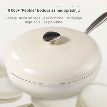 Wok tiganj s površinom od Maifanita, nelepiv, ravno dno, za kućnu upotrebu, mali dim, kompatibilan s indukcijom