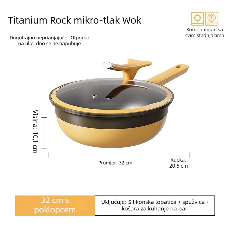 Titanij neprimjenjiva tava velikog kapaciteta za univerzalnu upotrebu na štednjaku