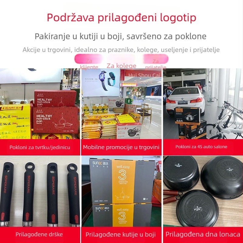 Set posuda od Maifan kamena s neprijanjajućim premazom (3 komada) — wok 30 cm, tiganj 24 cm, lonac za juhu 24 cm, u kutiji za poklon
