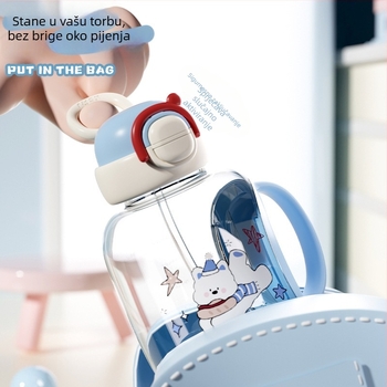 Little Tea Diary Dječji čaša za vodu sa slamkom, prenosna plastična čaša s poklopcem na klik