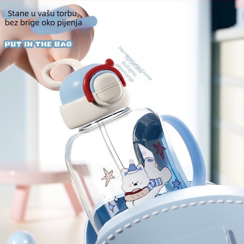 Little Tea Diary Dječji čaša za vodu sa slamkom, prenosna plastična čaša s poklopcem na klik