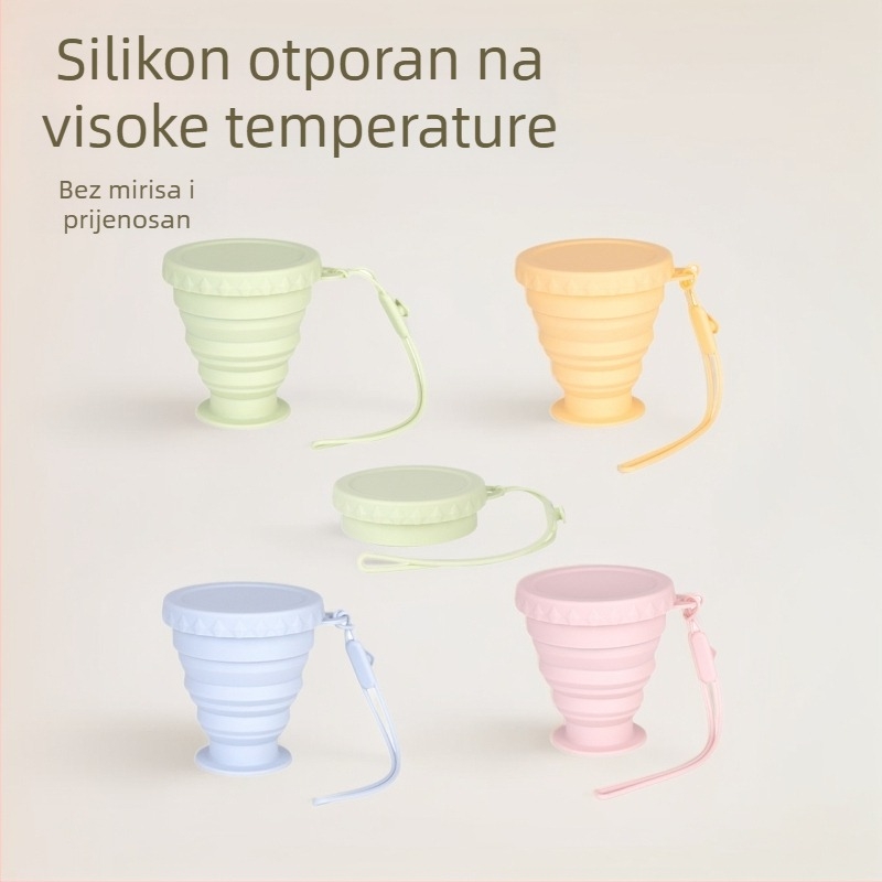 Silikonska sklopiva čaša za putovanja i kampiranje, prijenosna čaša za vodu i kafu, kvaliteta hrane