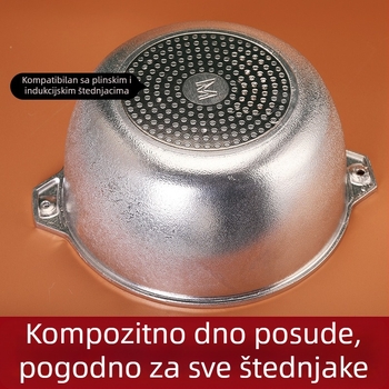 Lijevani aluminijski lonac, velikog kapaciteta, s neprijanjajući premazom, lonac za juhe s aluminijskim poklopcem