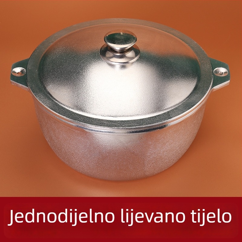 Lijevani aluminijski lonac, velikog kapaciteta, s neprijanjajući premazom, lonac za juhe s aluminijskim poklopcem