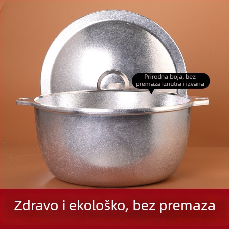 Lijevani aluminijski lonac, velikog kapaciteta, s neprijanjajući premazom, lonac za juhe s aluminijskim poklopcem