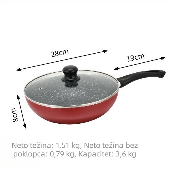 Aluminijska nezaljepiva tava boje Maifan kamen, za kućnu upotrebu, plosno dno, debela i duboka konstrukcija, veliki kapacitet