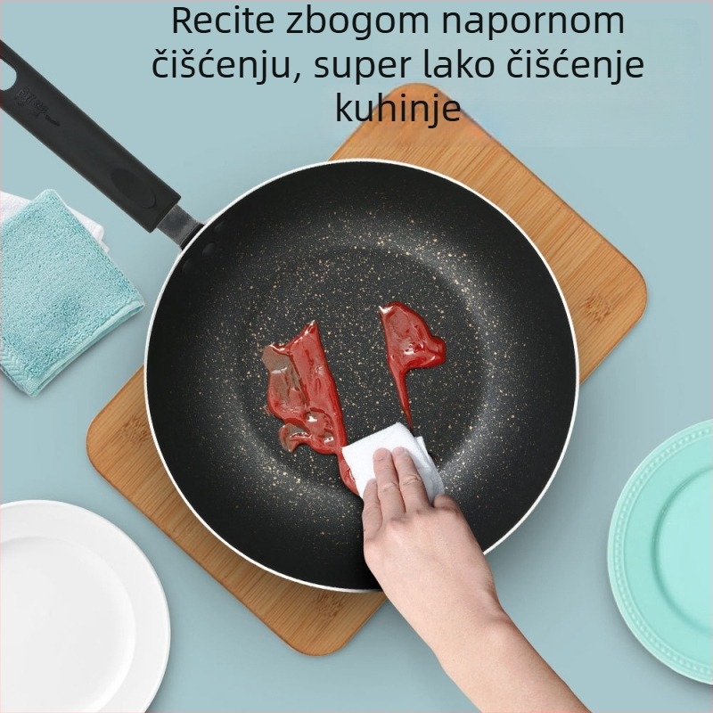 Aluminijska nezaljepiva tava boje Maifan kamen, za kućnu upotrebu, plosno dno, debela i duboka konstrukcija, veliki kapacitet