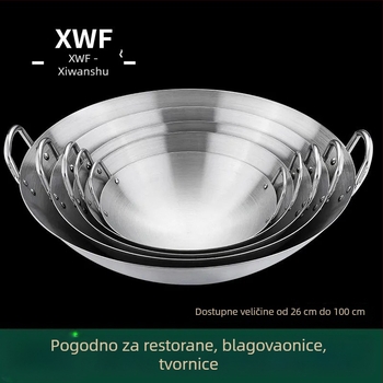 Wok od nehrđajućeg čelika 410, za indukcijske ploče, velik kapacitet, otporan na hrđu, kućna uporaba