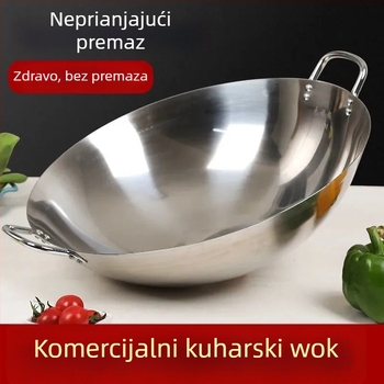 Wok od nehrđajućeg čelika 410, za indukcijske ploče, velik kapacitet, otporan na hrđu, kućna uporaba