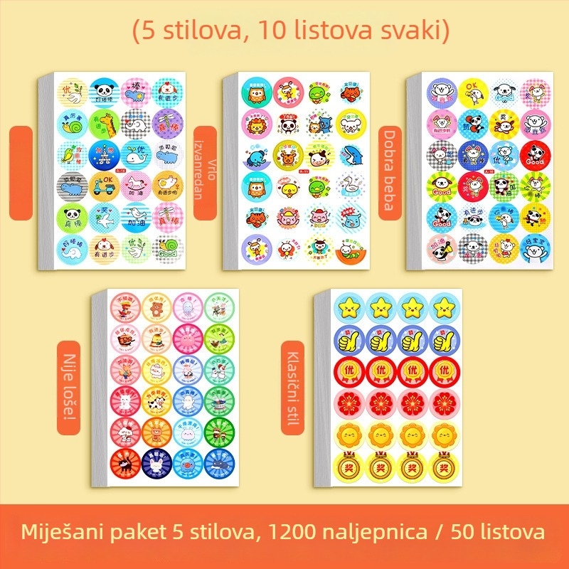 Dječje nagradne naljepnice za vrtić – slatke motivacijske naljepnice za poticanje samodiscipline, crtani motivi za dekoraciju