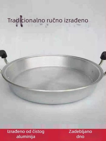 Tradicionalna aluminijska tava za palačinke, čist aluminij, debelo dno, plosnati dno za plinski štednjak, ručno lijevana od aluminija, bez premaza, neprijanjajuća