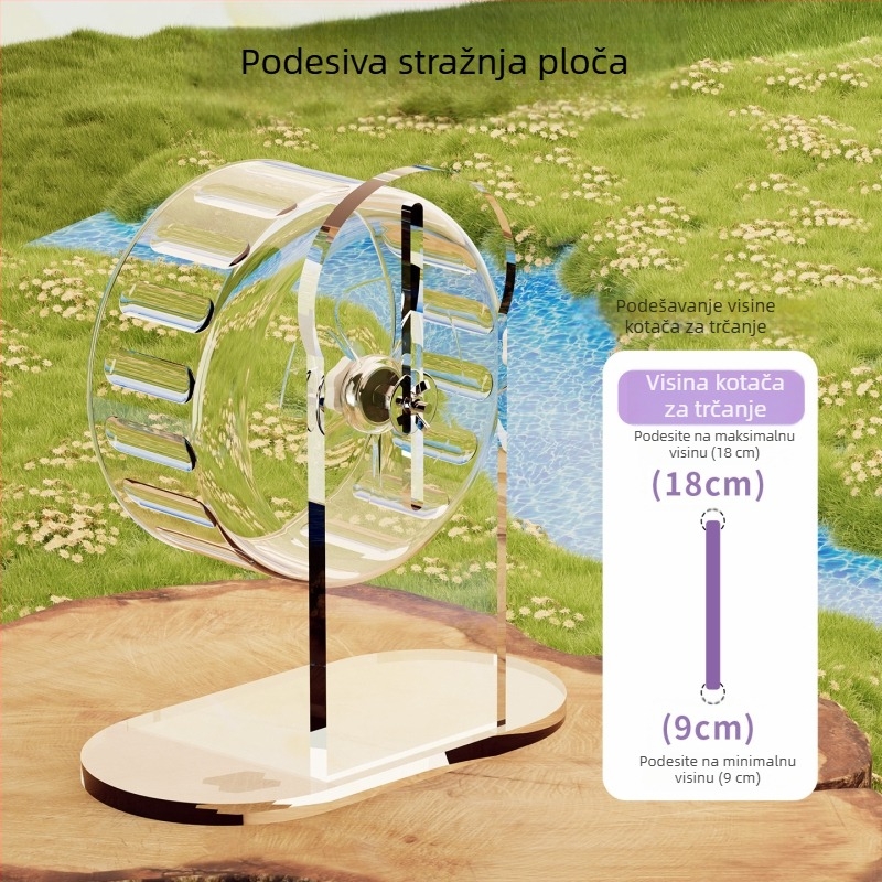 Kotač za hamstera sa stalkom, izuzetno tih, velika kućica s dekoracijama i kuglom za vježbanje