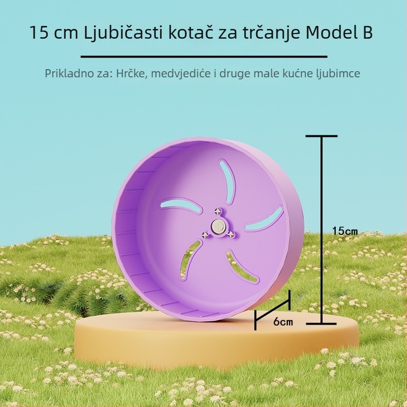 Kotač za hamstera sa stalkom, izuzetno tih, velika kućica s dekoracijama i kuglom za vježbanje