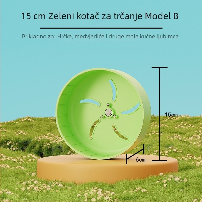 Kotač za hamstera sa stalkom, izuzetno tih, velika kućica s dekoracijama i kuglom za vježbanje