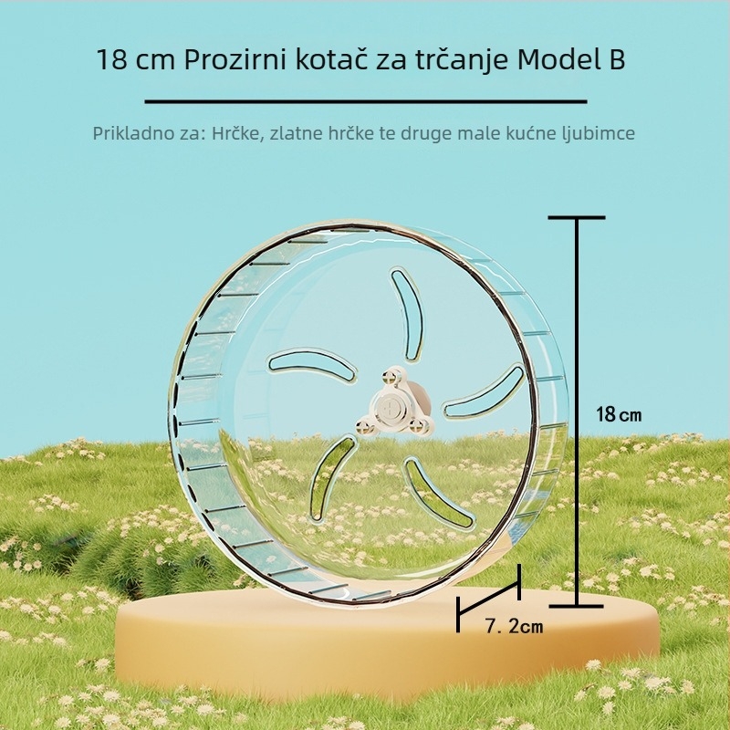 Kotač za hamstera sa stalkom, izuzetno tih, velika kućica s dekoracijama i kuglom za vježbanje