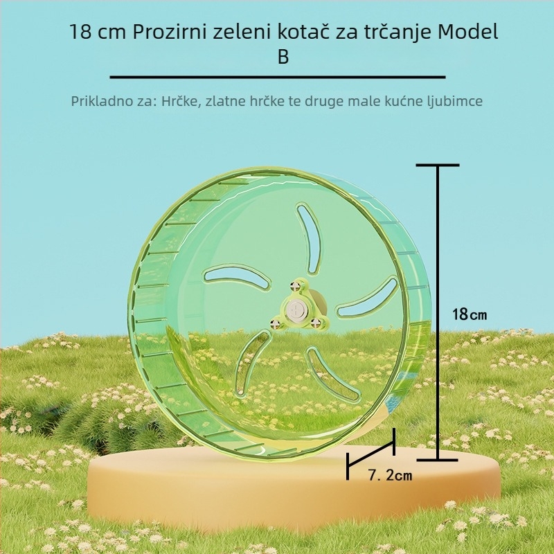Kotač za hamstera sa stalkom, izuzetno tih, velika kućica s dekoracijama i kuglom za vježbanje