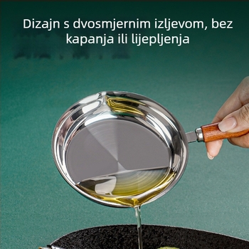 Tiganj od nehrđajućeg čelika 304 s plosnim dnom, mali tiganj za prženje jaja, višenamjenski, bez premaza