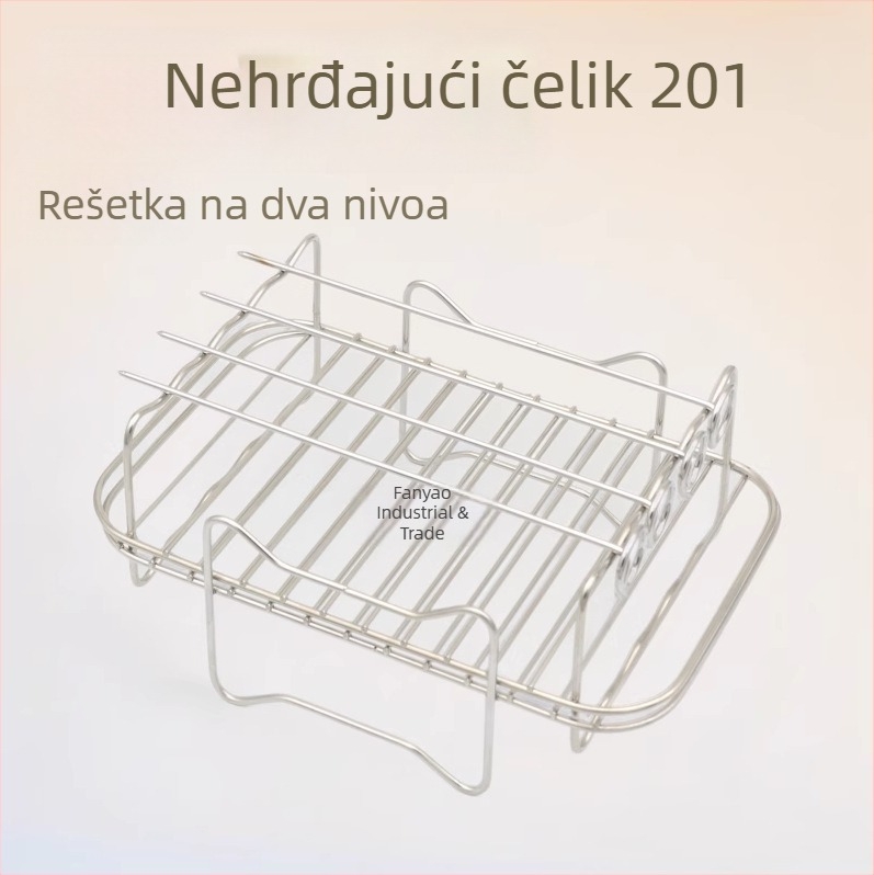 Pravokutni dvostruki nehrđajući čelični roštilj s četiri ražnja za kućno roštiljanje