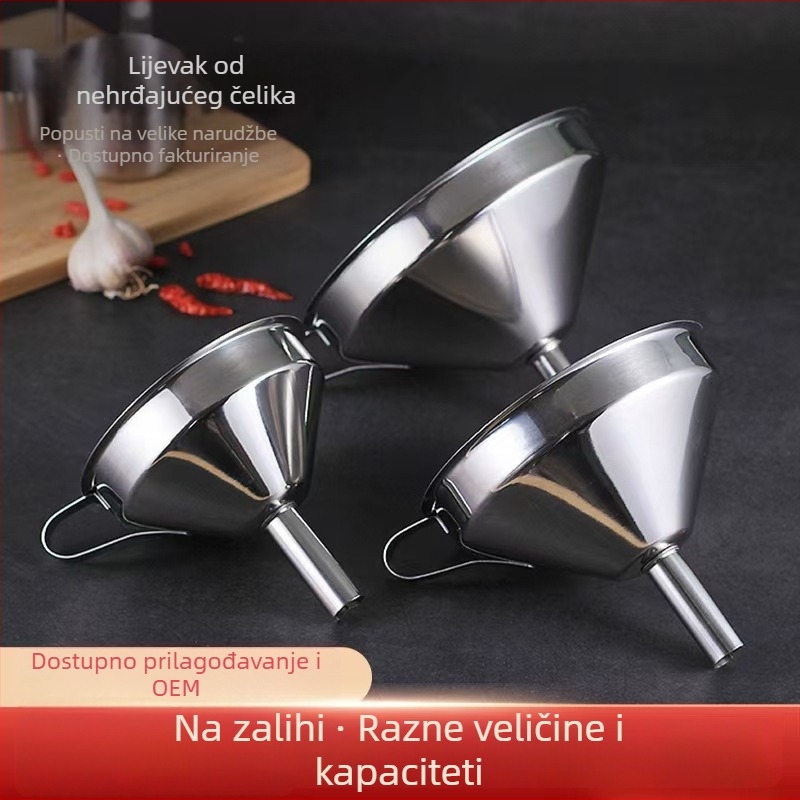 Nehrđajući čelični kuhinjski lijevak set za filtriranje džema i ulja te filtriranje vina – velike i male veličine
