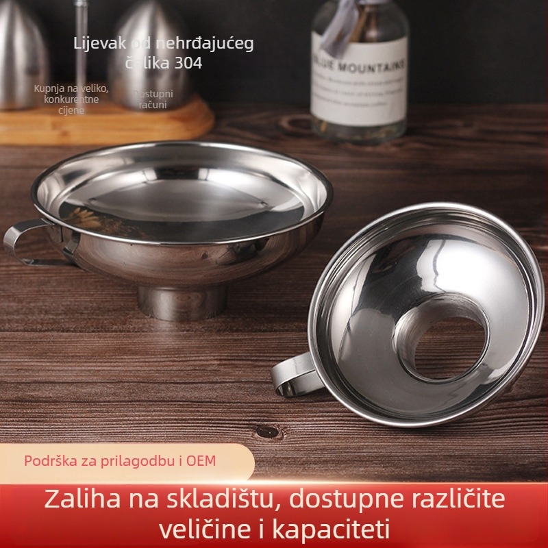 304 nehrđajući čelik, široko grlo, mali kuhinjski lijevak, lijevak za hranu, džem, ulje, kiseli krastavci