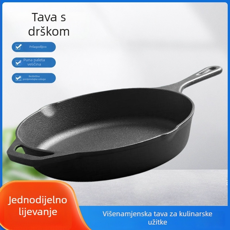 Ljevana tava od željeza za steak i jaja, bez premaza, za plinsku ploču, tiganj za palačinke, zdravstveno certificirano