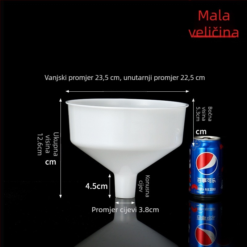 Bijeli plastični lijevak, ekstra veliki, debeli, industrijske kvalitete, velikog promjera