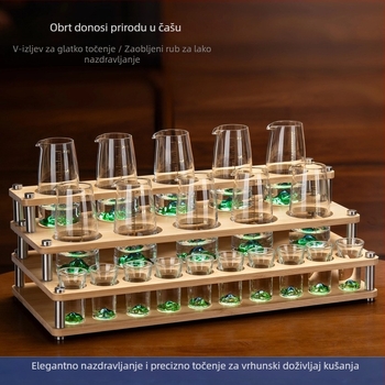 Set čaša za liker za kućnu upotrebu, 100 ml dozator, male čašice i držač čaša, elegantan retro stil s mjernom skalom