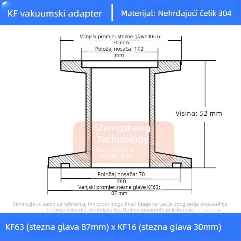 304 nehrđajući čelik vakuumski reducijski spoj KF40 brzo povezivanje cijevi zavarivanje