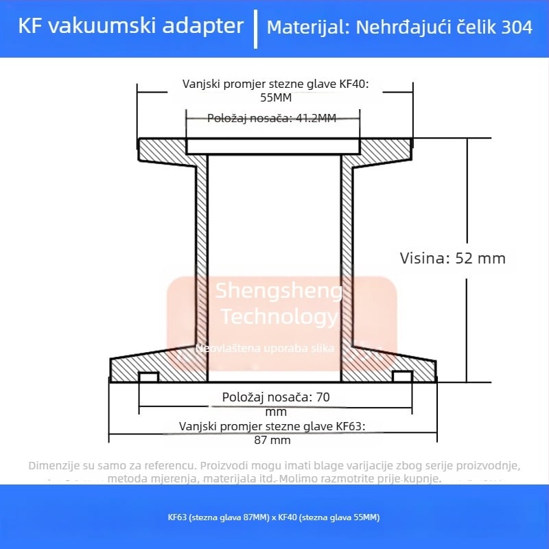 304 nehrđajući čelik vakuumski reducijski spoj KF40 brzo povezivanje cijevi zavarivanje