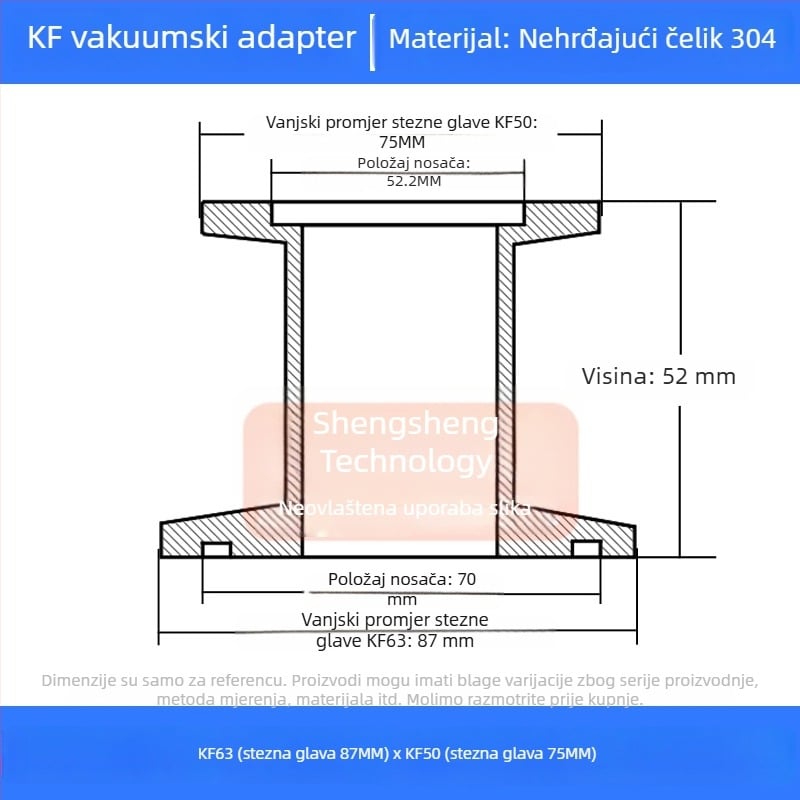 304 nehrđajući čelik vakuumski reducijski spoj KF40 brzo povezivanje cijevi zavarivanje