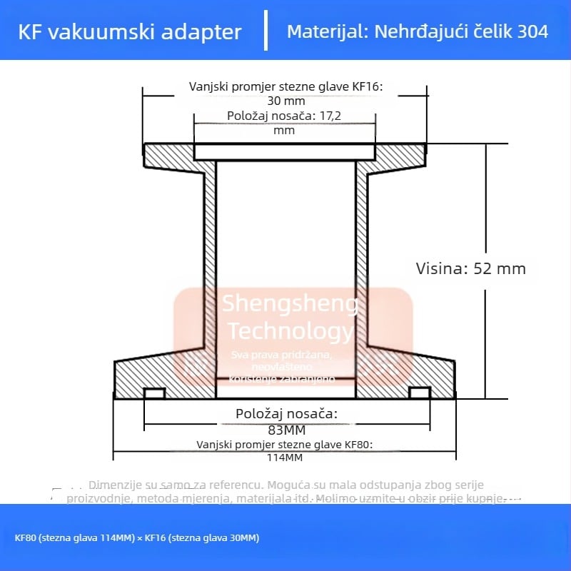 304 nehrđajući čelik vakuumski reducijski spoj KF40 brzo povezivanje cijevi zavarivanje