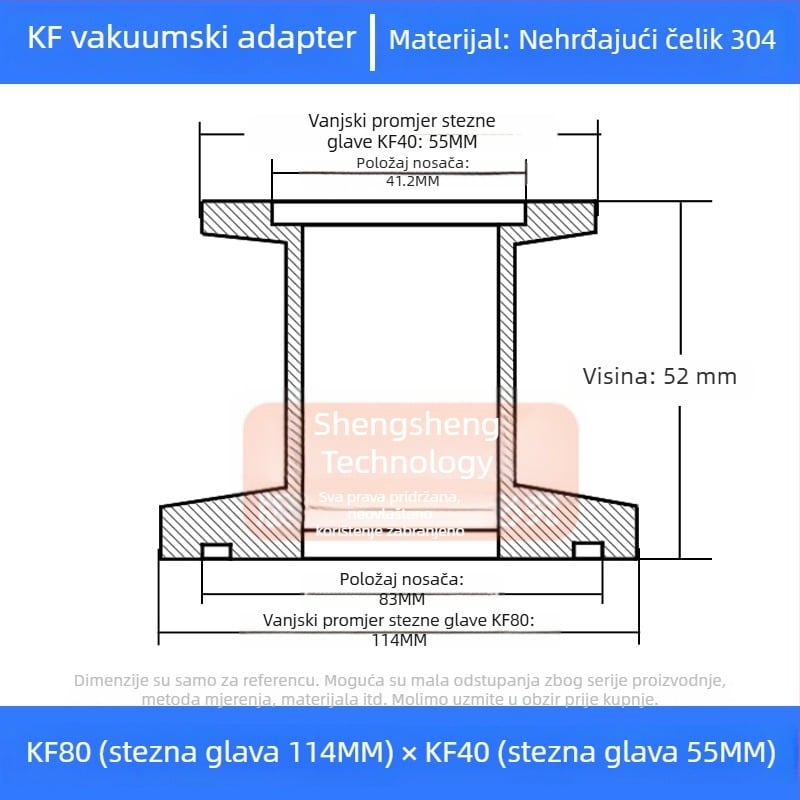 304 nehrđajući čelik vakuumski reducijski spoj KF40 brzo povezivanje cijevi zavarivanje