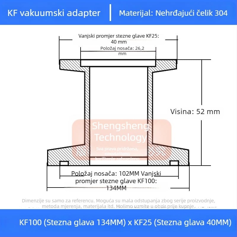 304 nehrđajući čelik vakuumski reducijski spoj KF40 brzo povezivanje cijevi zavarivanje