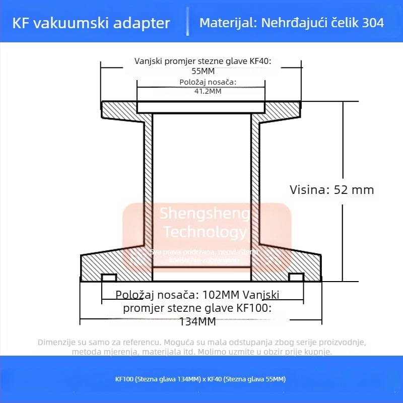 304 nehrđajući čelik vakuumski reducijski spoj KF40 brzo povezivanje cijevi zavarivanje