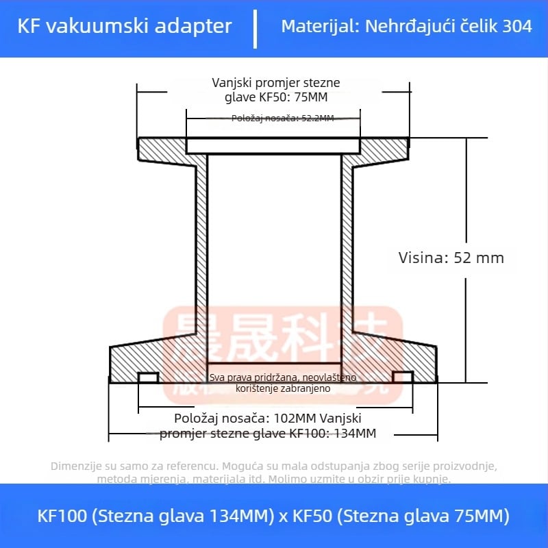 304 nehrđajući čelik vakuumski reducijski spoj KF40 brzo povezivanje cijevi zavarivanje