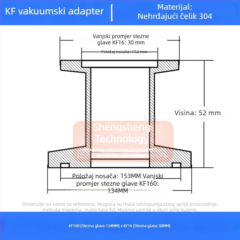304 nehrđajući čelik vakuumski reducijski spoj KF40 brzo povezivanje cijevi zavarivanje