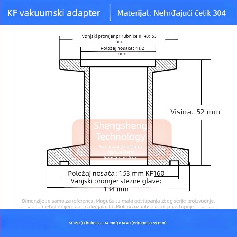 304 nehrđajući čelik vakuumski reducijski spoj KF40 brzo povezivanje cijevi zavarivanje