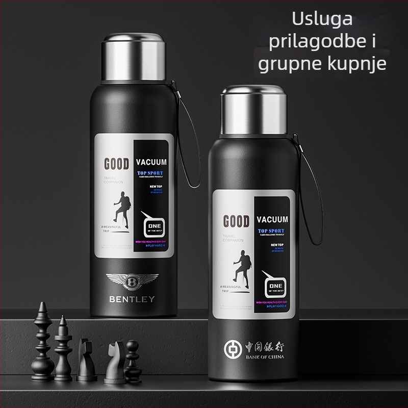 Muški termos za vanjsku upotrebu, kapacitet 1500 ml, unutarnji od 316 nerđajućeg čelika, odjeljak za čaj, vakuumska izolacija, pogodan za automobil, personalizirani dar
