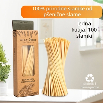 Kutija kuhinjskih potrepština sa slamkama od pšenične slame, biološki razgradive