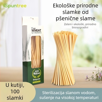 Kutija kuhinjskih potrepština sa slamkama od pšenične slame, biološki razgradive