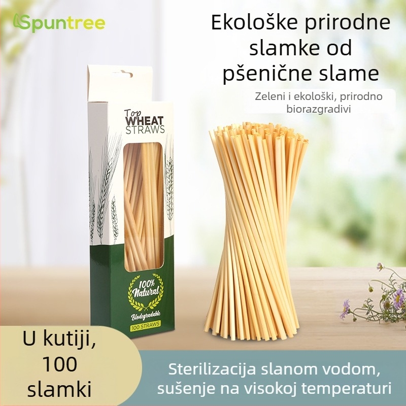 Kutija kuhinjskih potrepština sa slamkama od pšenične slame, biološki razgradive
