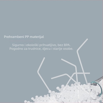 Jednokratna plastična slamka s savitljivim krajem, bijela, pojedinačno pakirana u papirnatu ambalažu, promjer 6 mm, za trudnice.
