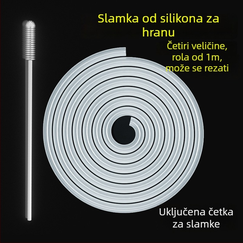 Silikonske slamke za hranu, različitih veličina, fleksibilne, pojedinačno pakirane, prozirna cijev za piće i bočicu za bebe