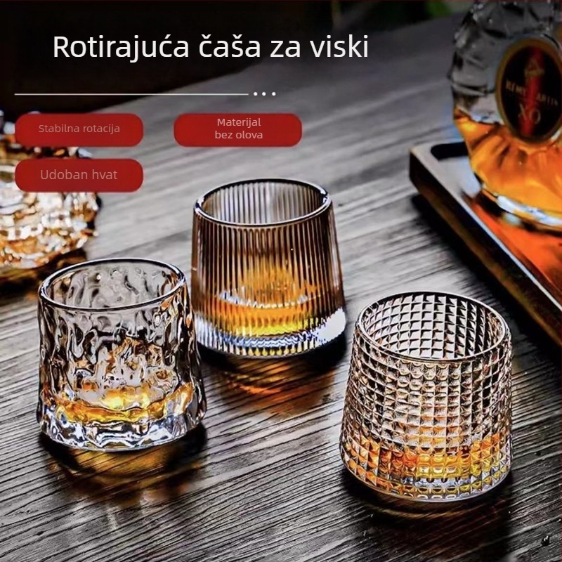 Viski čaša od debelog kristalnog stakla za kućni bar, okretna, otporna na prolijevanje, čaša za koktele i hladne napitke