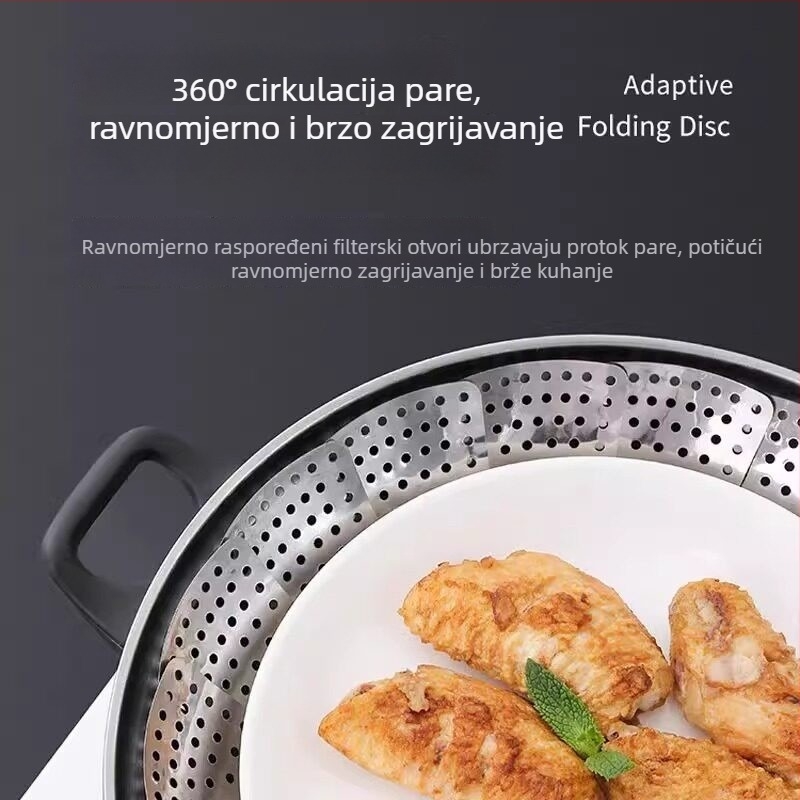 Nehrđajući čelični parni kavez s teleskopskim sklopivim nosačem, višestruka parna mreža s tri veličine: velika, srednja, mala