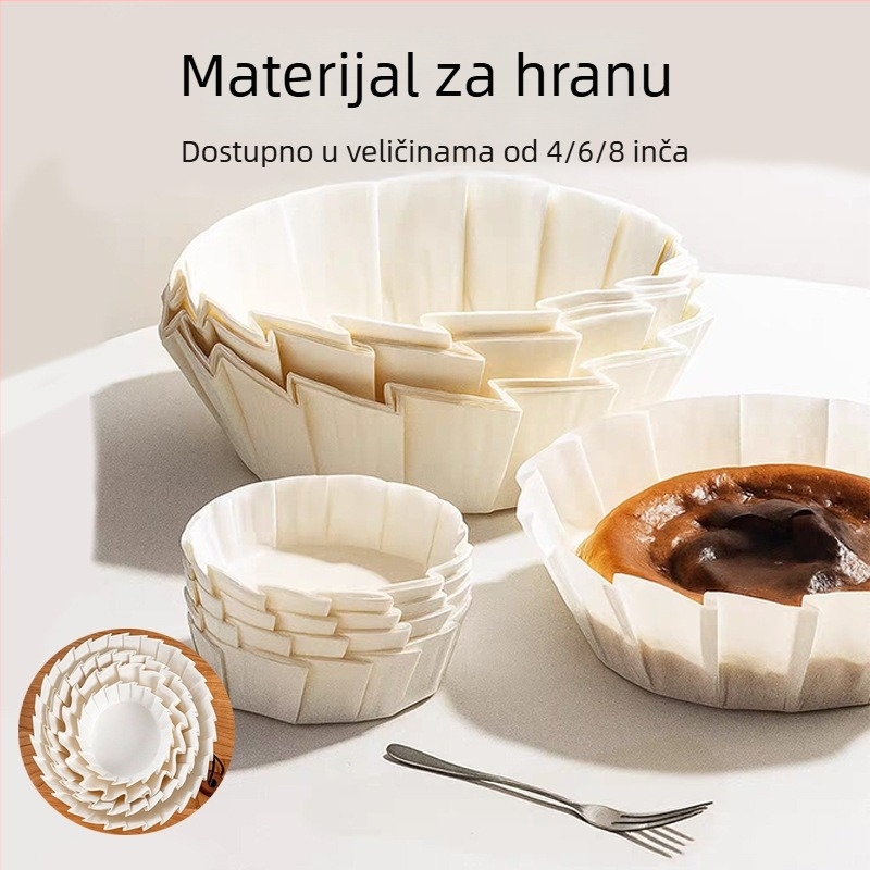 6-inčni Basque papir za pečenje, bez savijanja, otporan na visoke temperature, vodootporan, neprijanjajući, za fritezu na zrak