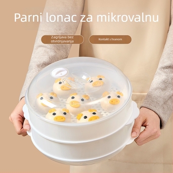 Parni košar za mikrovalnu s poklopcem za hranu, posuda za paru za peciva i jela, zagrijavajući poklopac