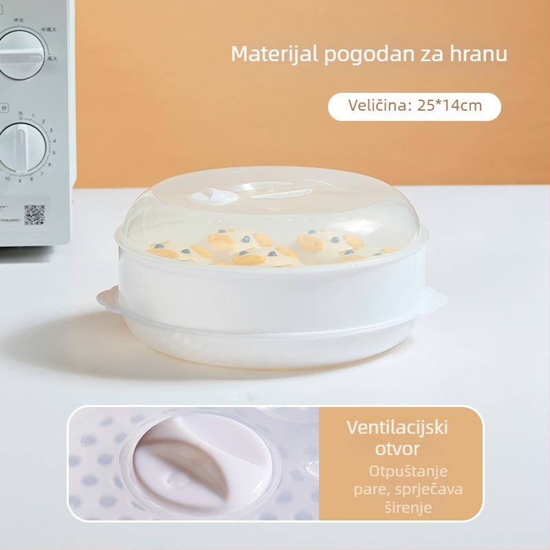 Parni košar za mikrovalnu s poklopcem za hranu, posuda za paru za peciva i jela, zagrijavajući poklopac